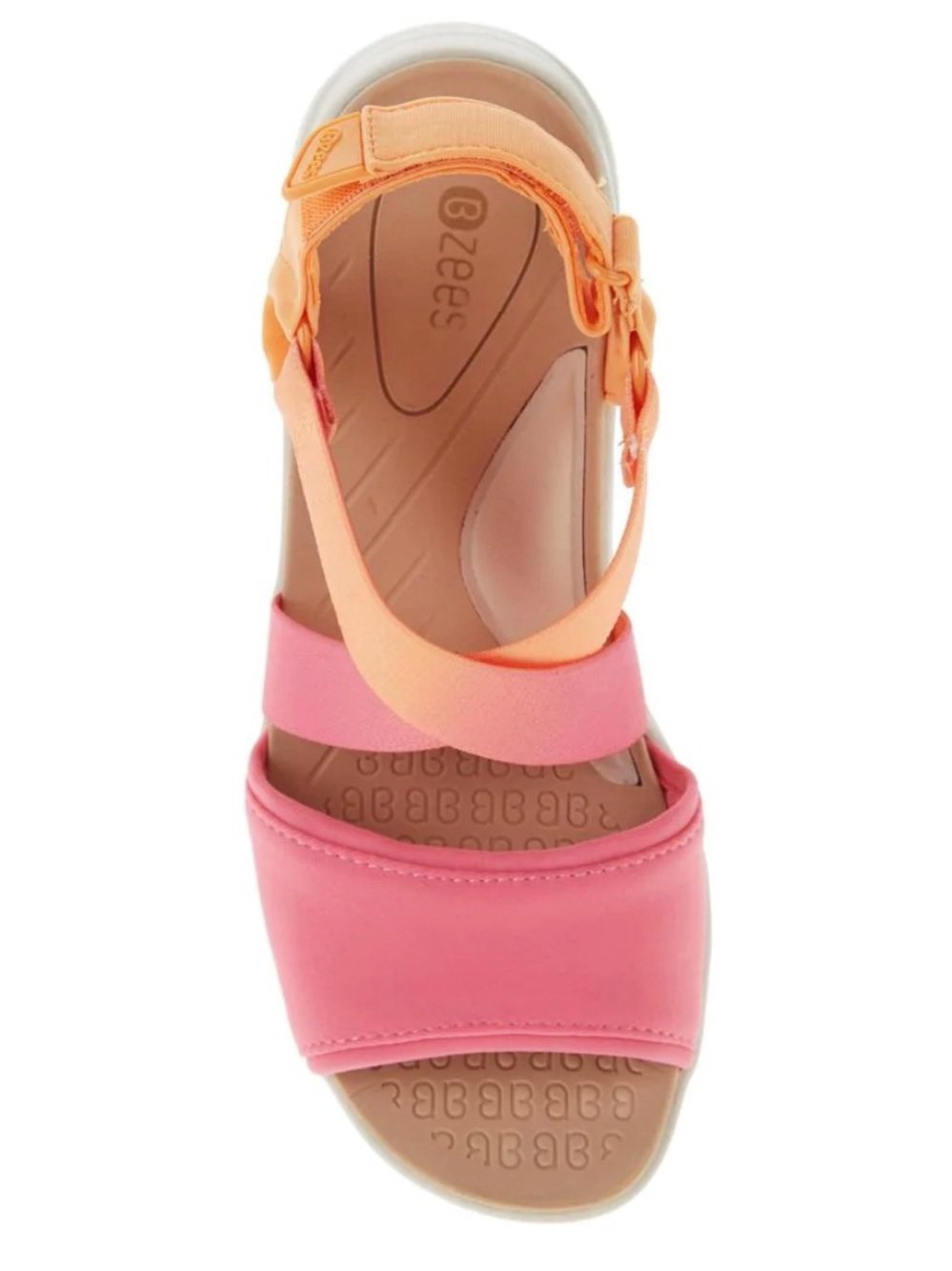 Bzees Women's Pink and Peach Strappy Slide Sandal